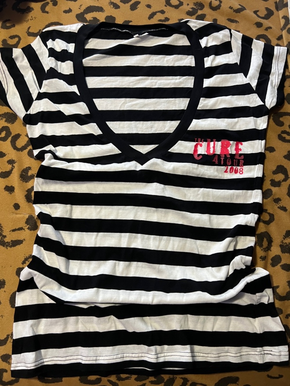 The Cure black and white striped 2008 tour tee size L